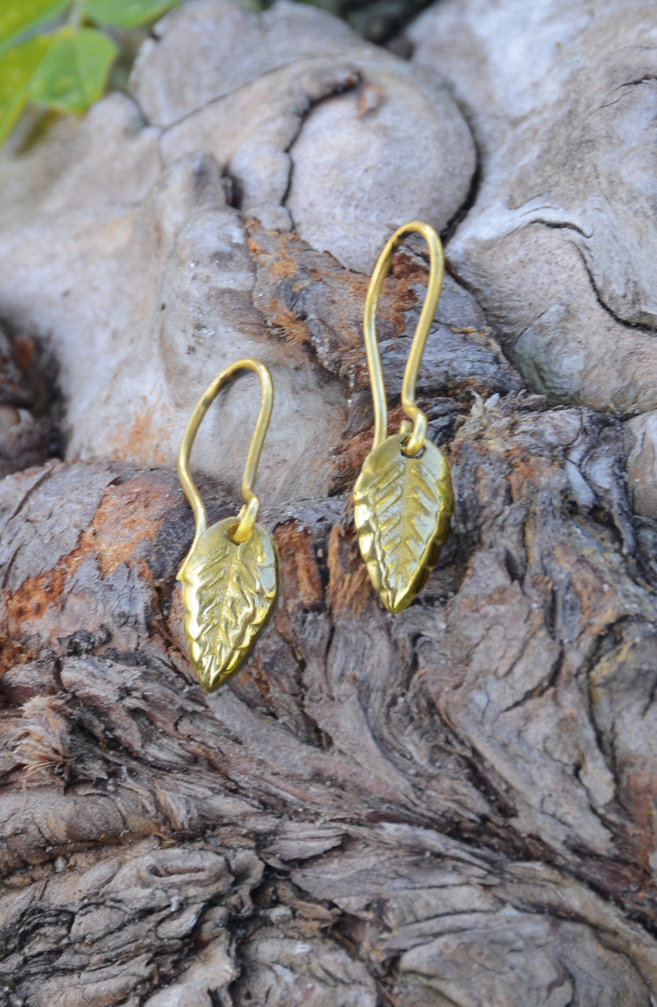 Brass Leaf Earrings