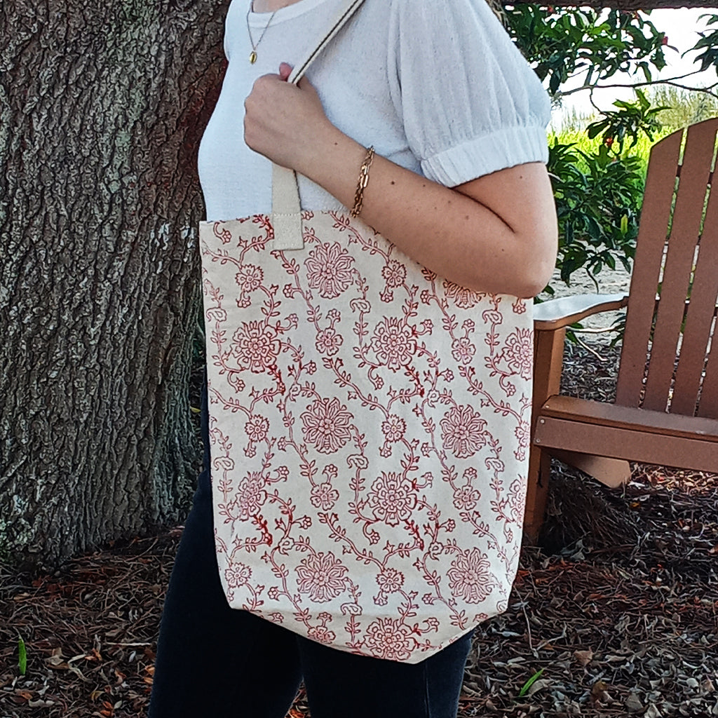 Red Gulbahar Cotton Tote