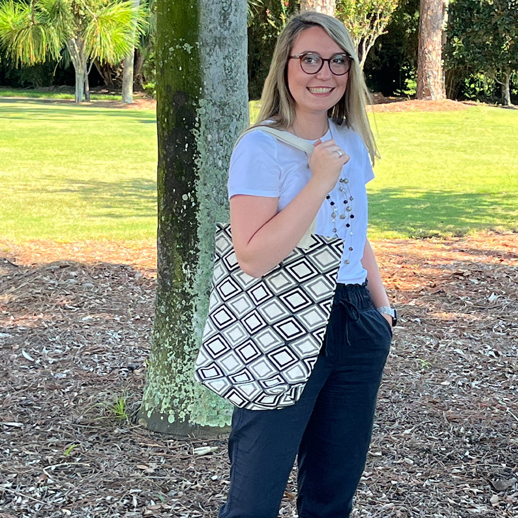 Black & Grey Diamond Cotton Tote