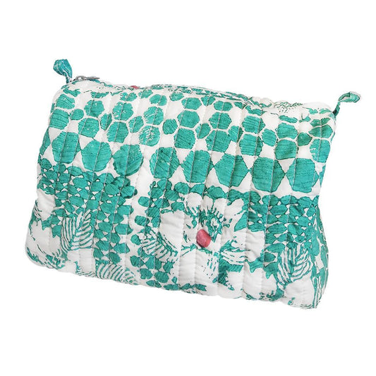 Teal Hibiscus Quilted Toiletry Pouch
